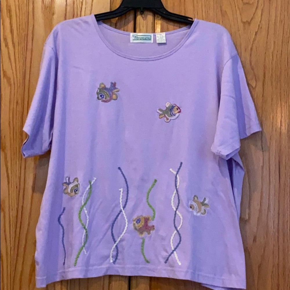 3x lavender top fish summer tropical cute shirt